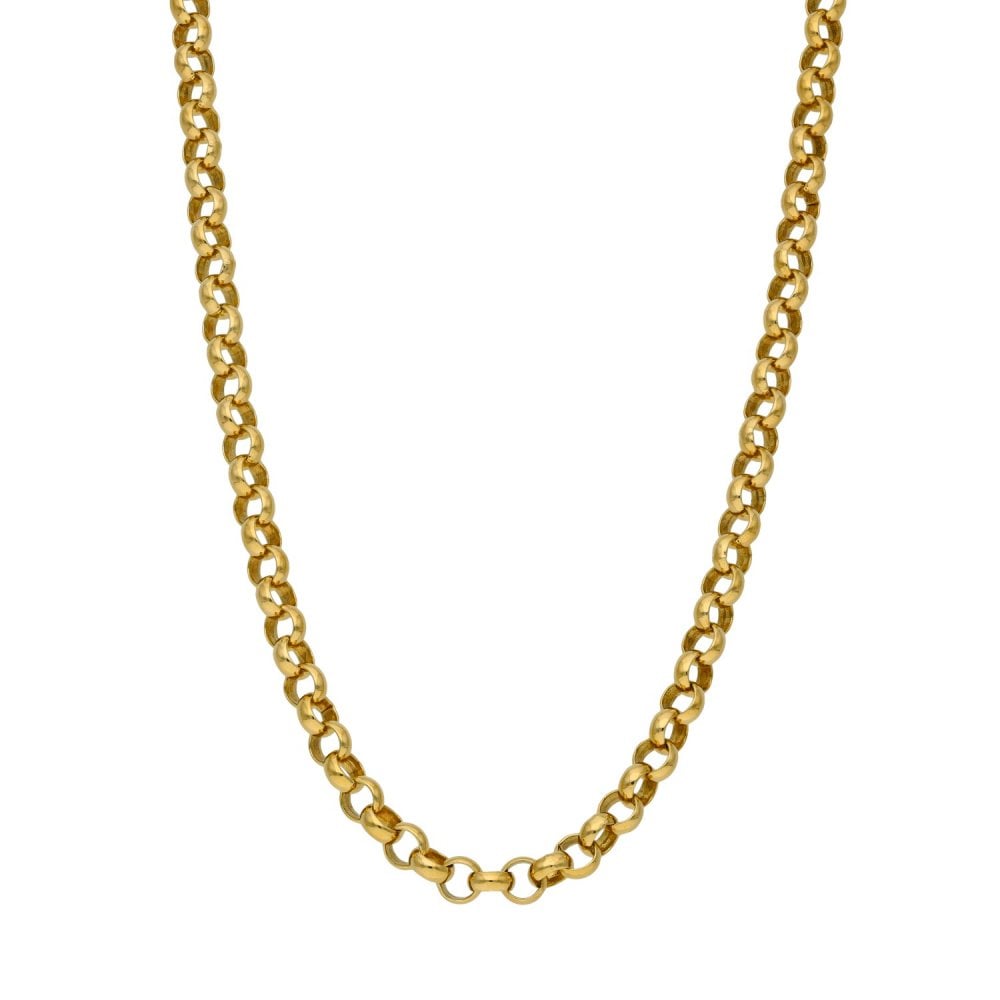 Gents 9ct Yellow Gold Round Belcher Chain - 18" - 17.8g
