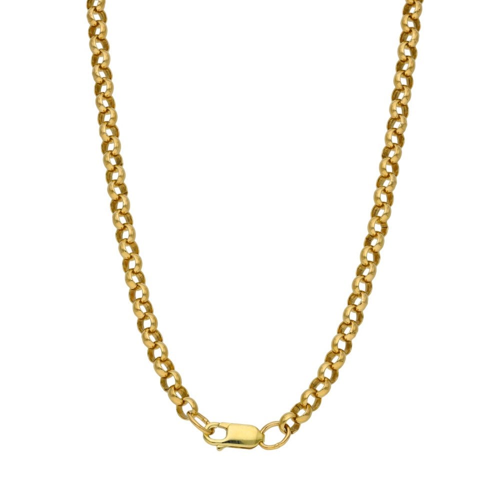 Gents 9ct Yellow Gold Round Belcher Chain - 18" - 17.8g