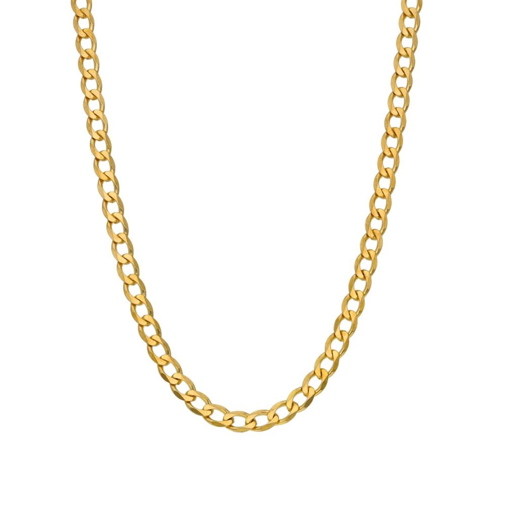 9ct Yellow Gold Solid Curb Chain - 18" - 8.1g