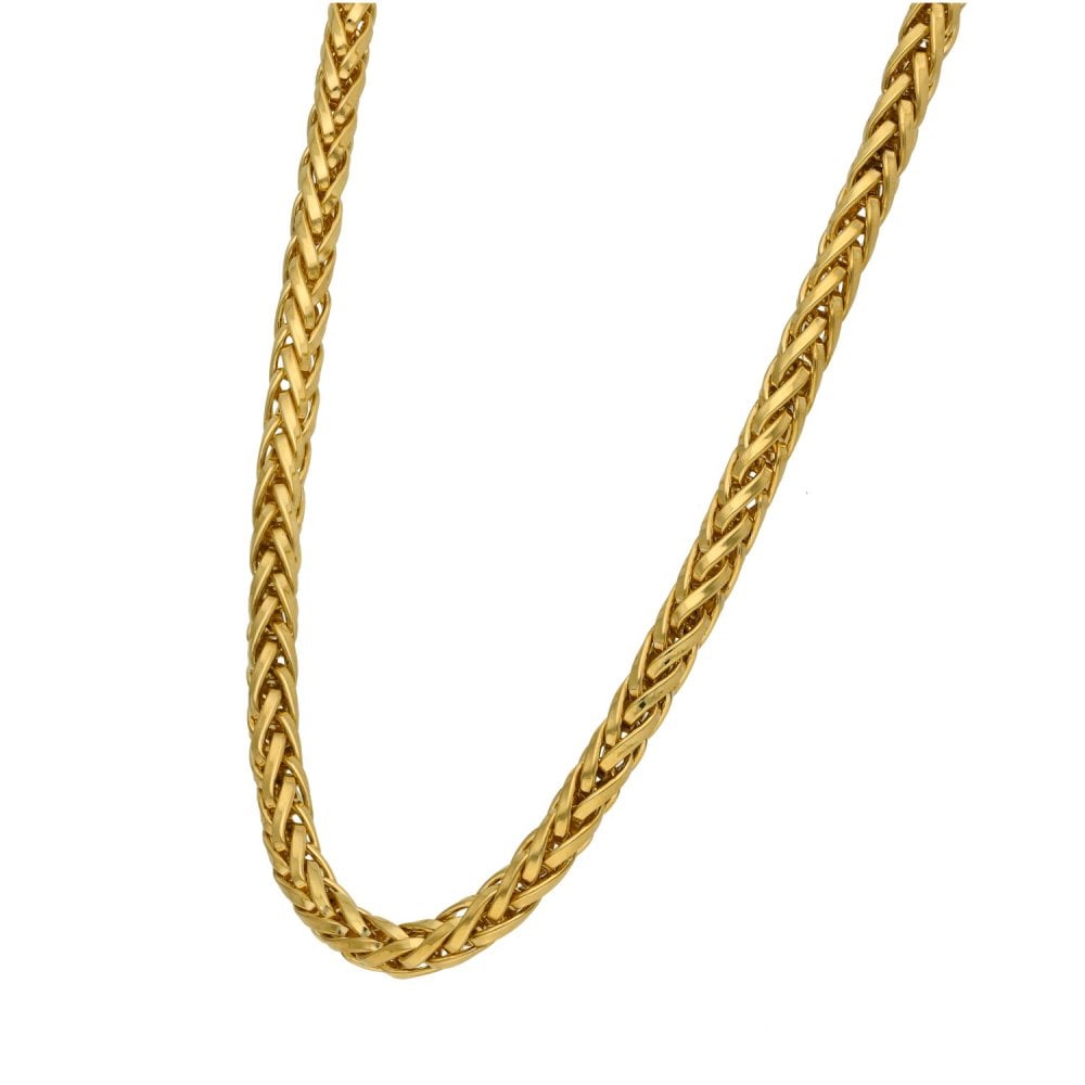 Ladies 9ct Yellow Gold Round Spiga Chain - 17" - 37.3g