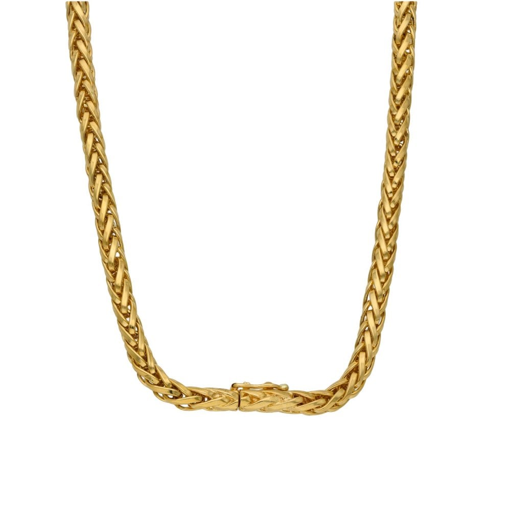 Ladies 9ct Yellow Gold Round Spiga Chain - 17" - 37.3g