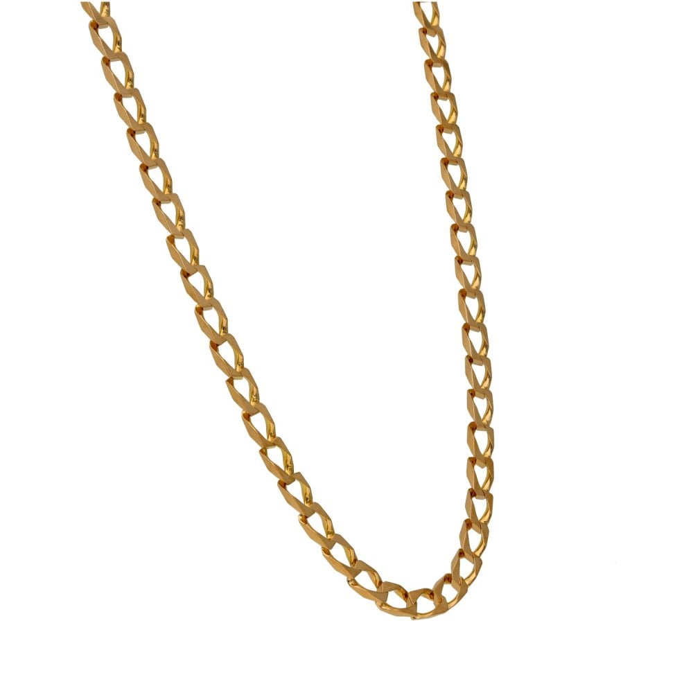 Gents 9ct Yellow Gold Square Open Curb Chain - 22" - 13.6g