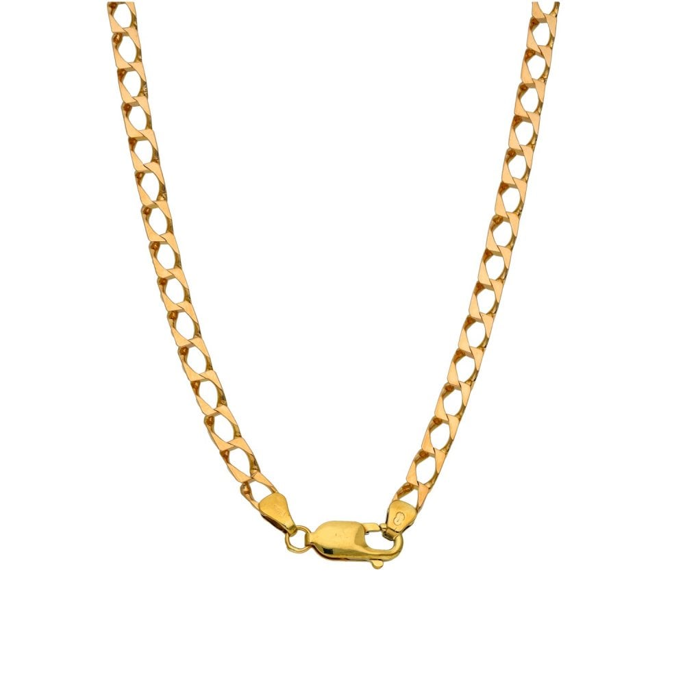 Gents 9ct Yellow Gold Square Open Curb Chain - 22" - 13.6g