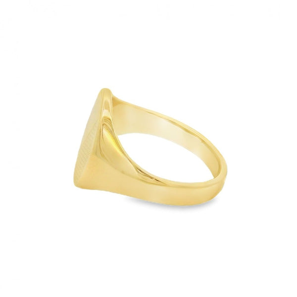 Gents 9ct Yellow Gold Half Patterned Signet Ring - Size Z - 18mm