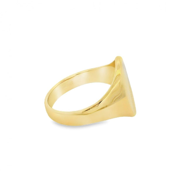 Gents 9ct Yellow Gold Half Patterned Signet Ring - Size Z - 18mm