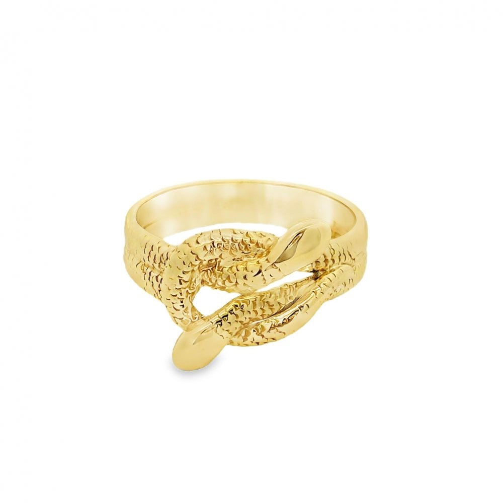 Gents 9ct Yellow Gold Snake Dress Ring - Size U - 13mm