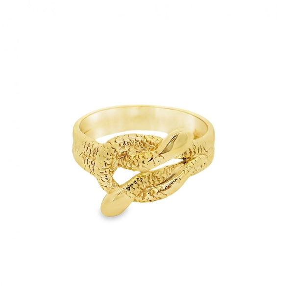 Gents 9ct Yellow Gold Snake Dress Ring - Size U - 13mm