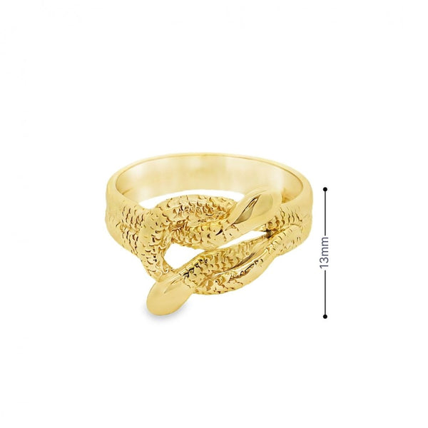 Gents 9ct Yellow Gold Snake Dress Ring - Size U - 13mm