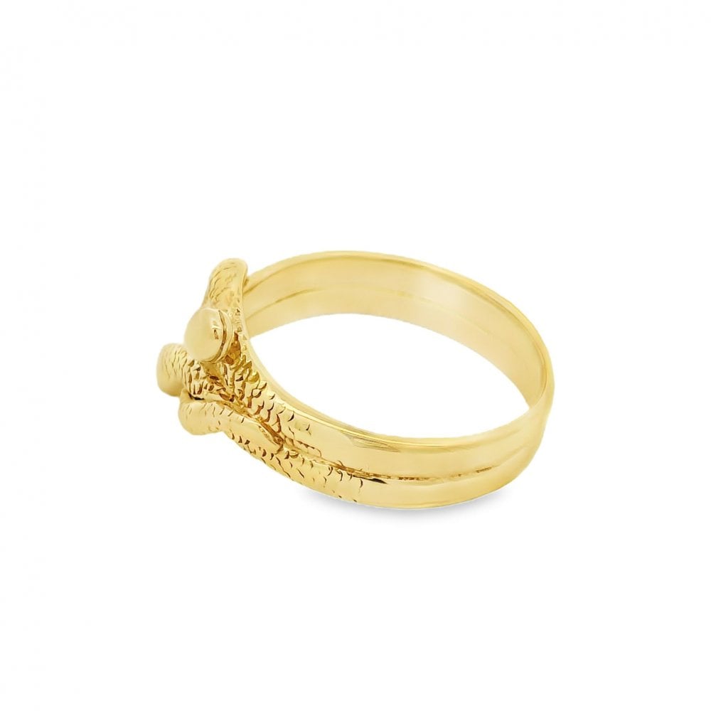 Gents 9ct Yellow Gold Snake Dress Ring - Size U - 13mm