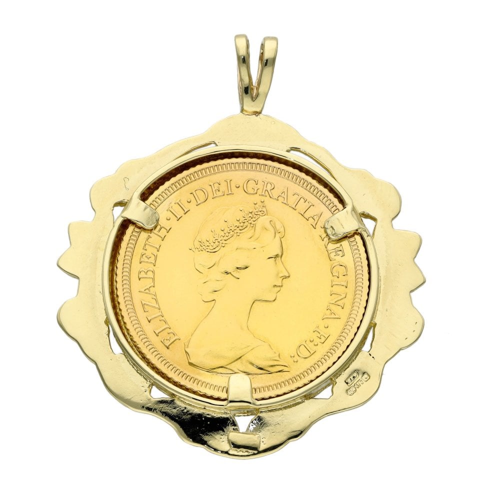 1976 Yellow Gold Full Sovereign Coin Pendant - 32mm x 38mm