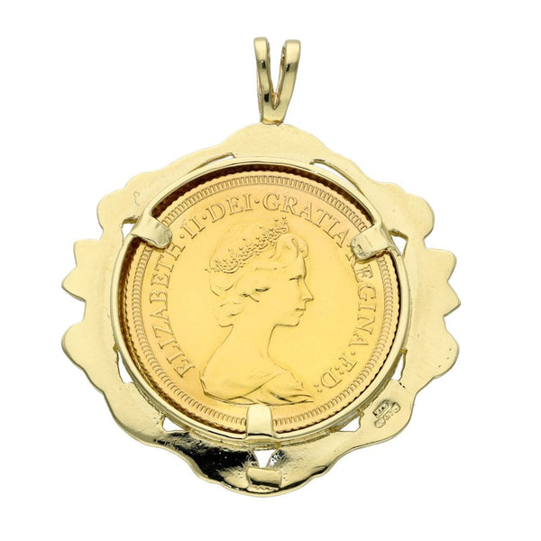 1976 Yellow Gold Full Sovereign Coin Pendant - 32mm x 38mm