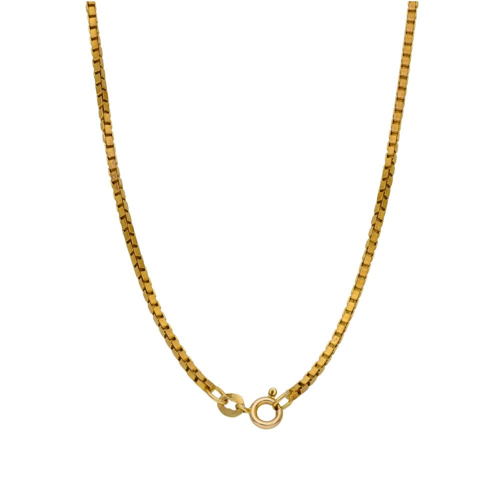 9ct Yellow Gold Box Link Chain - 20" - 10.3g