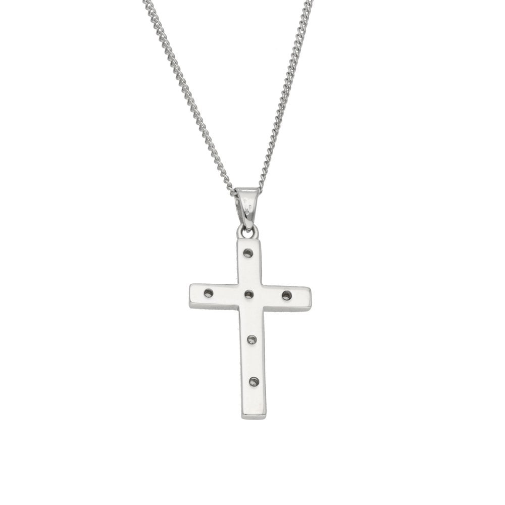 18ct White Gold Diamond Cross Pendant & Necklace - 16" - 0.30ct