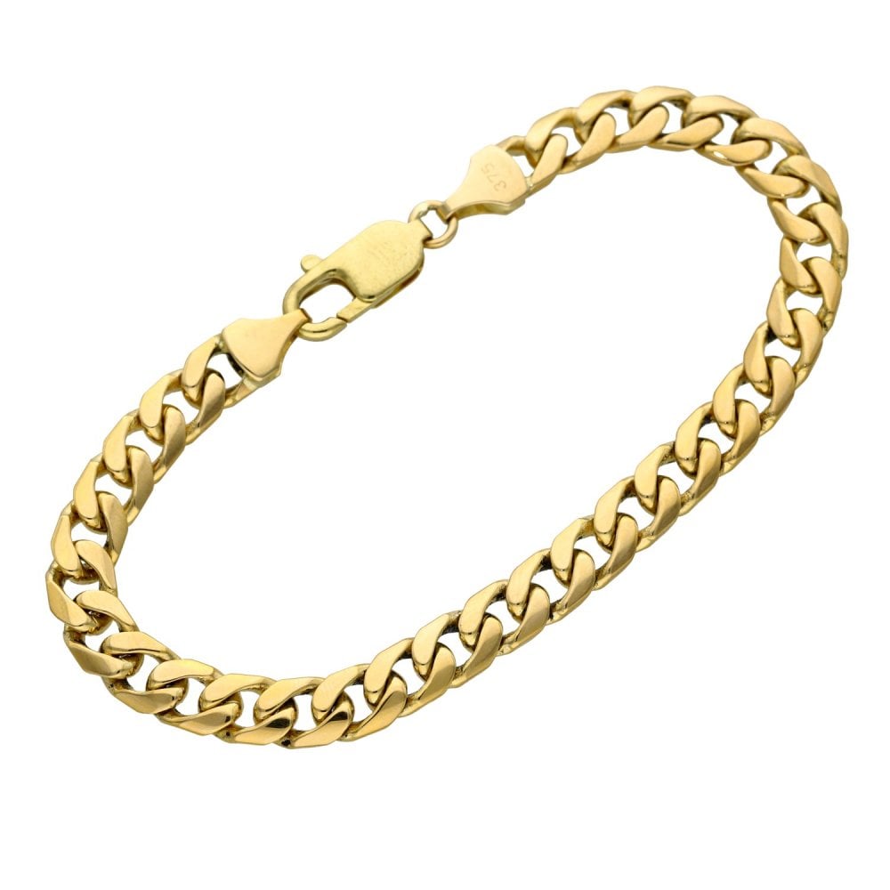 9ct Yellow Gold Curb Bracelet - 7.5 Inch - 17.0g