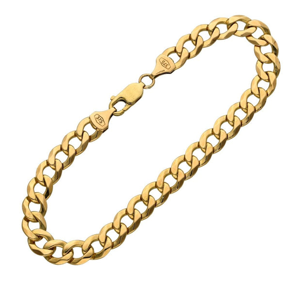 9ct Gents Curb Link Bracelet - 8.5" - 15.0g