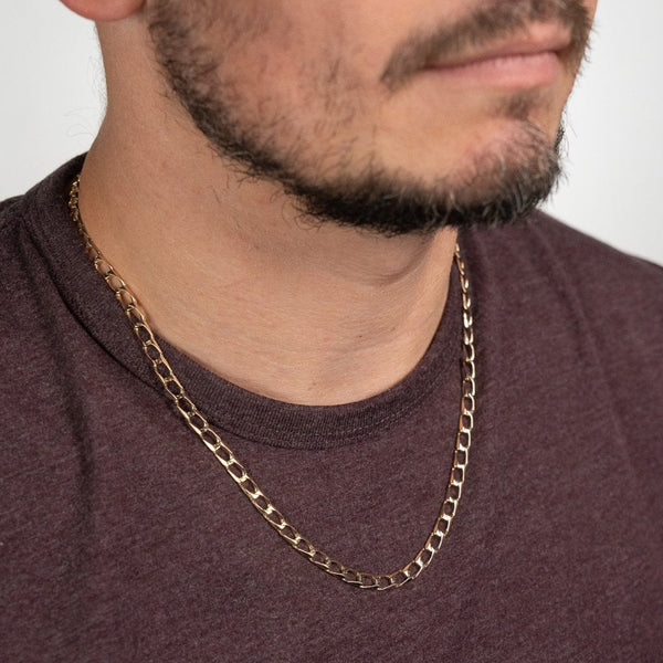 9ct Yellow Gold 20 inch Rectangular Link Curb Chain - 17.3g
