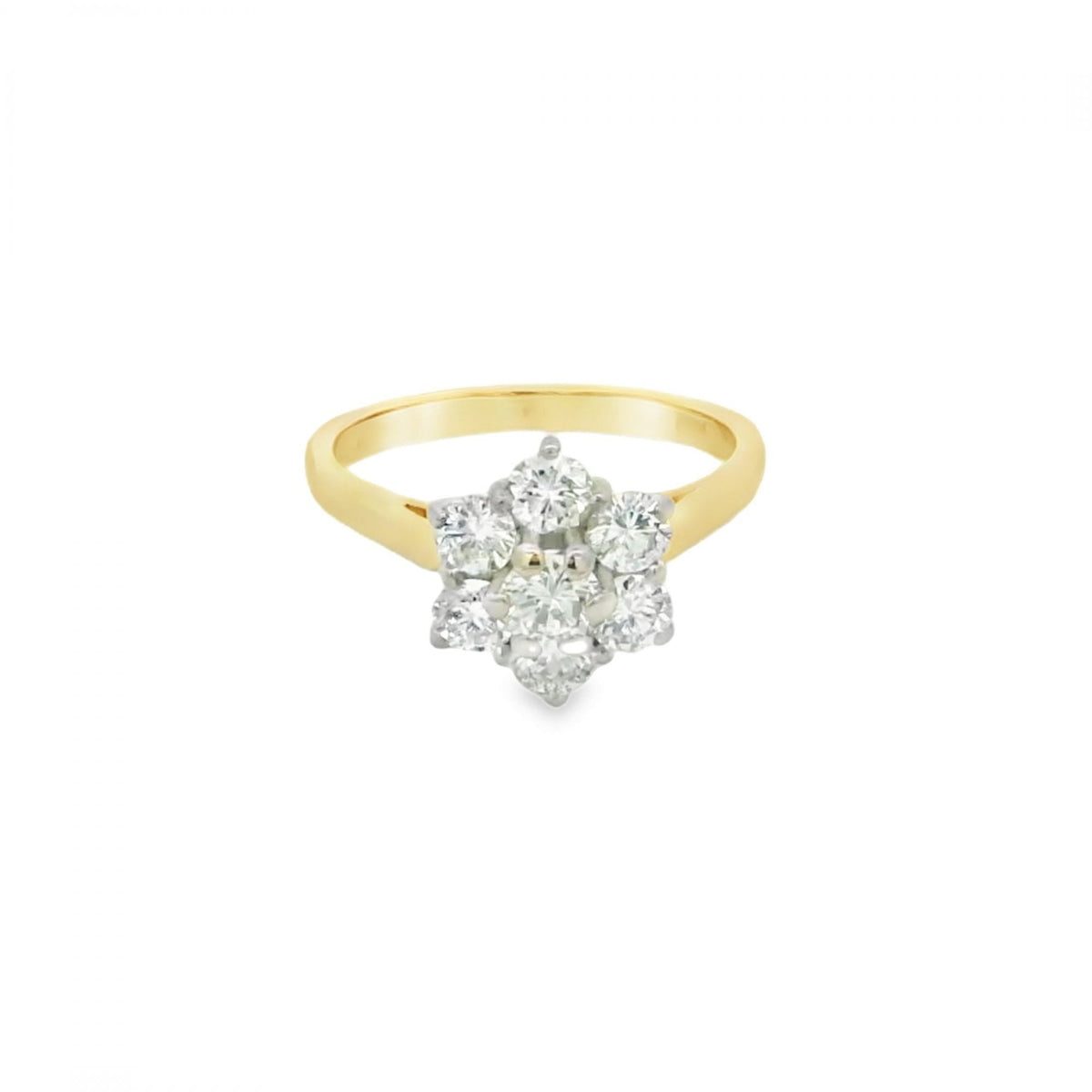 Ladies 18ct Yellow Gold Diamond Cluster Ring - 1.00ct - Size I