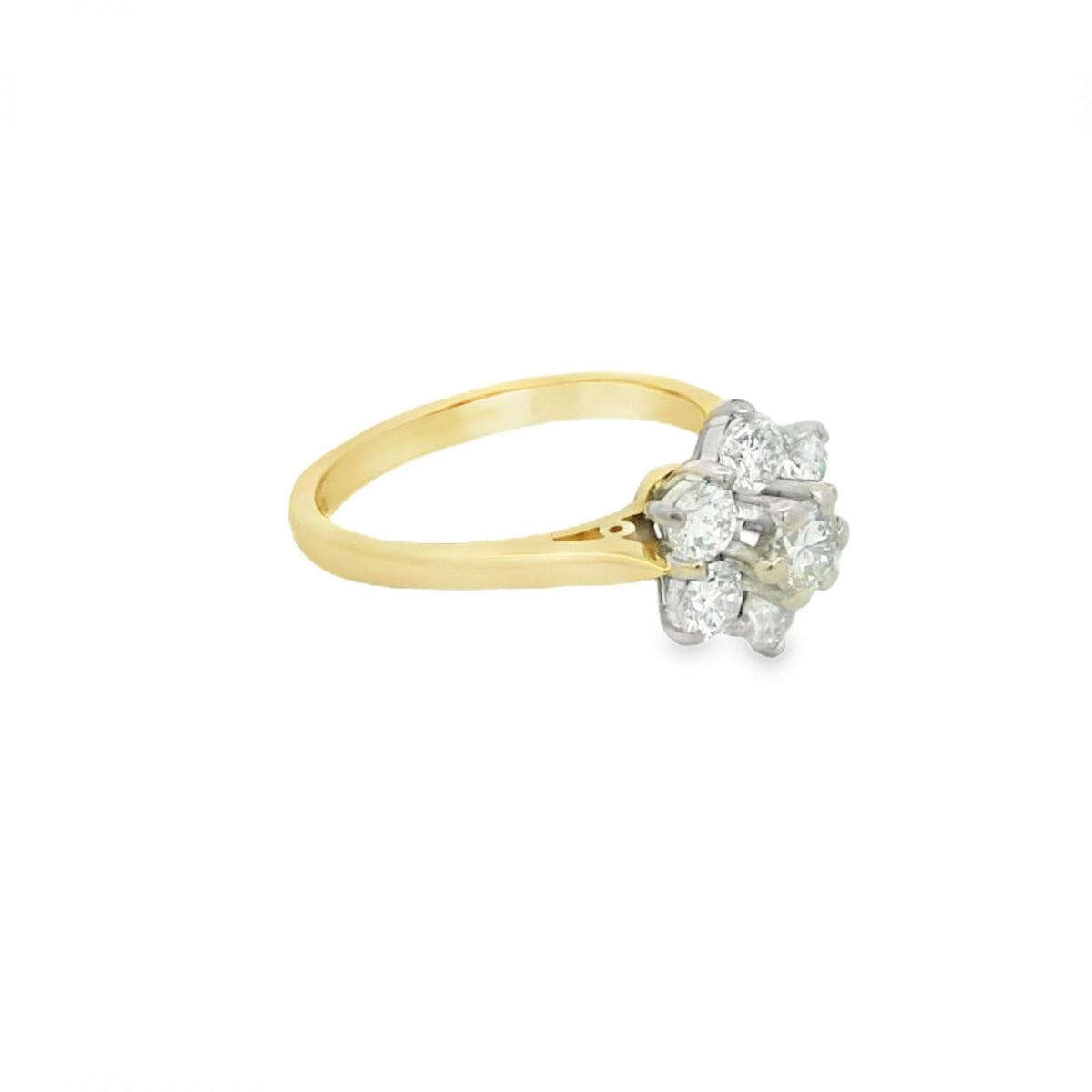 Ladies 18ct Yellow Gold Diamond Cluster Ring - 1.00ct - Size I