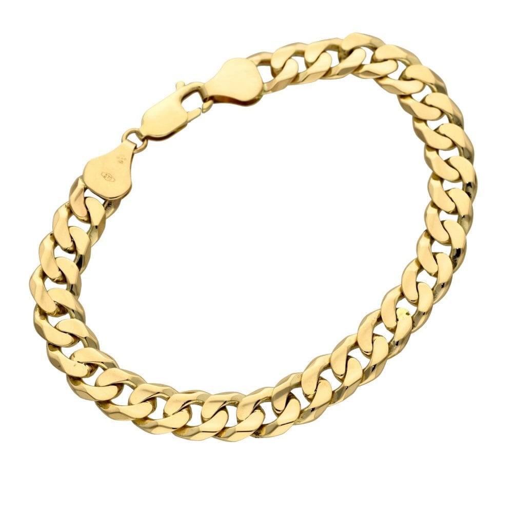 9ct Yellow Gold Flat Curb Bracelet - 7-inches - 15.7g