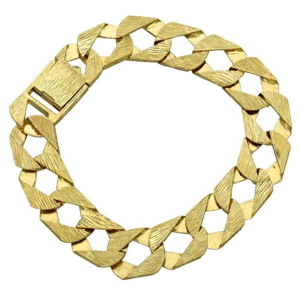 9ct Large Patterned Curb Bracelet - 9" - 29.3g