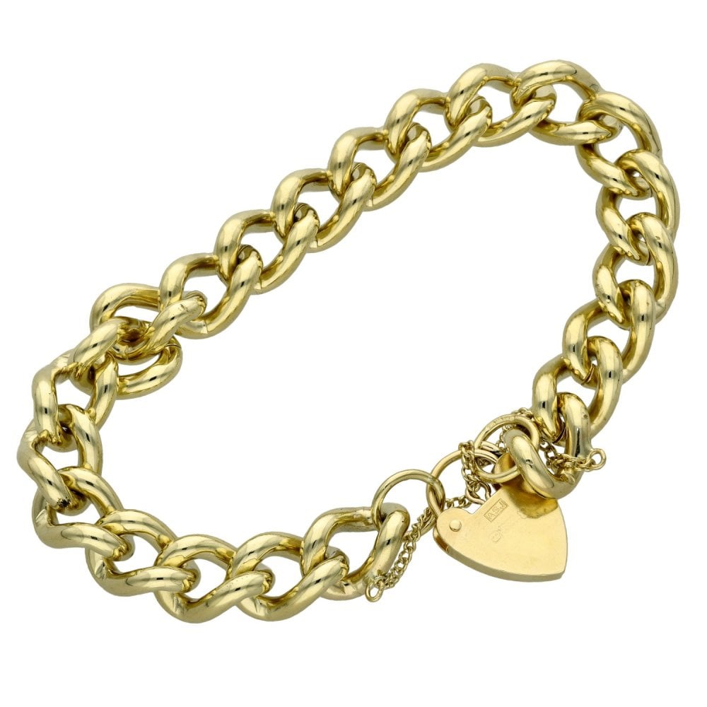 9ct Yellow Gold Heavy Curb Bracelet - 8" - 62.3g