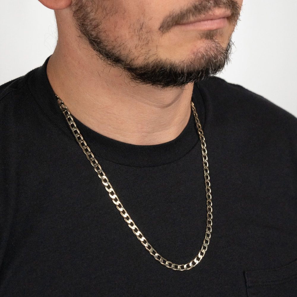 Gents 9ct Yellow Gold Open Link Curb Chain - 24" - 19.6g