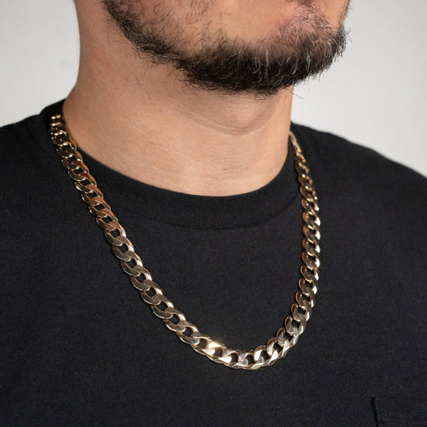 Gents 9ct Yellow Gold Curb Chain  - 22" - 91.2g