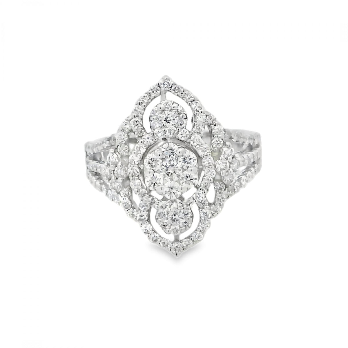 18ct White Gold Open Diamond Cluster Ring – 1.39ct - Size M½