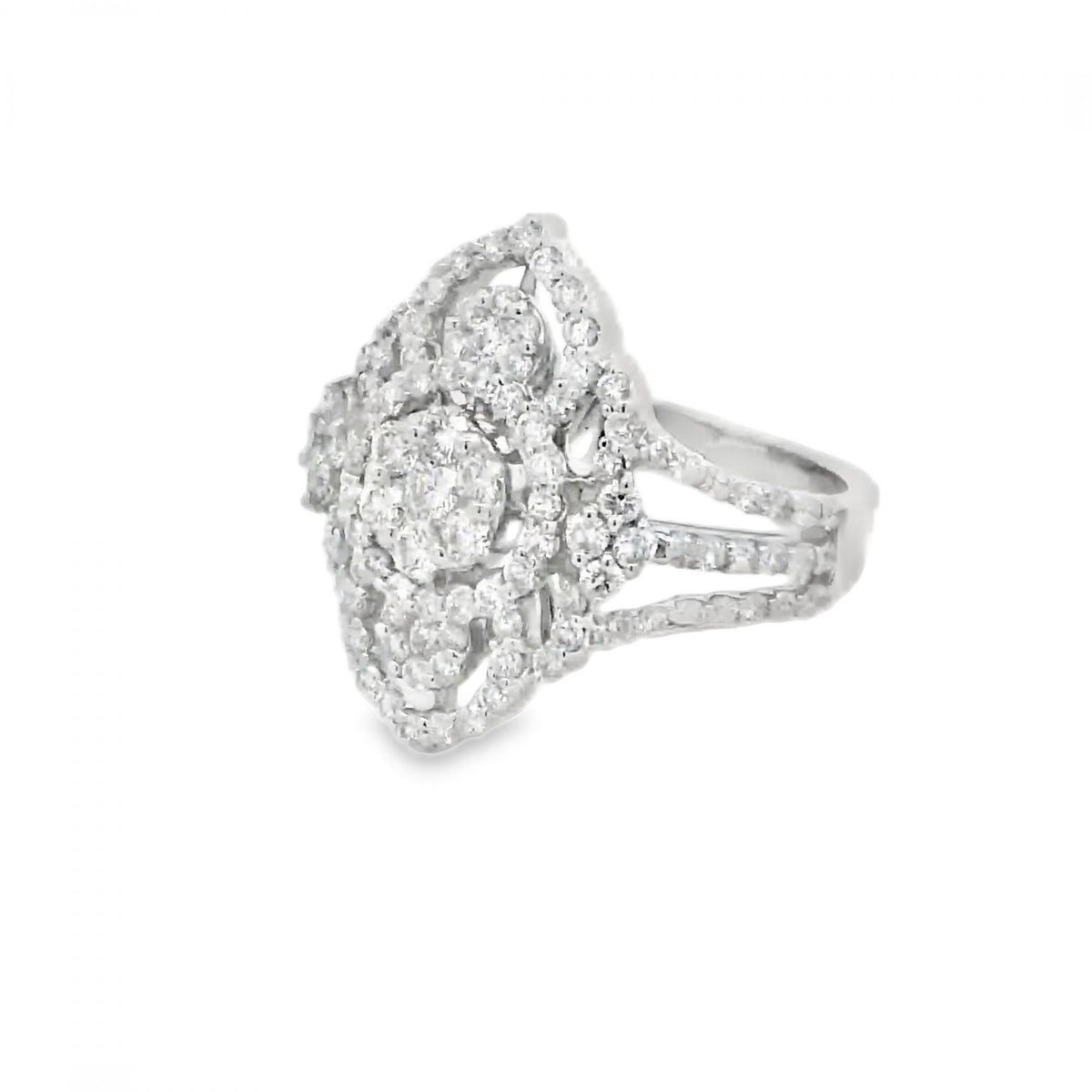 18ct White Gold Open Diamond Cluster Ring – 1.39ct - Size M½