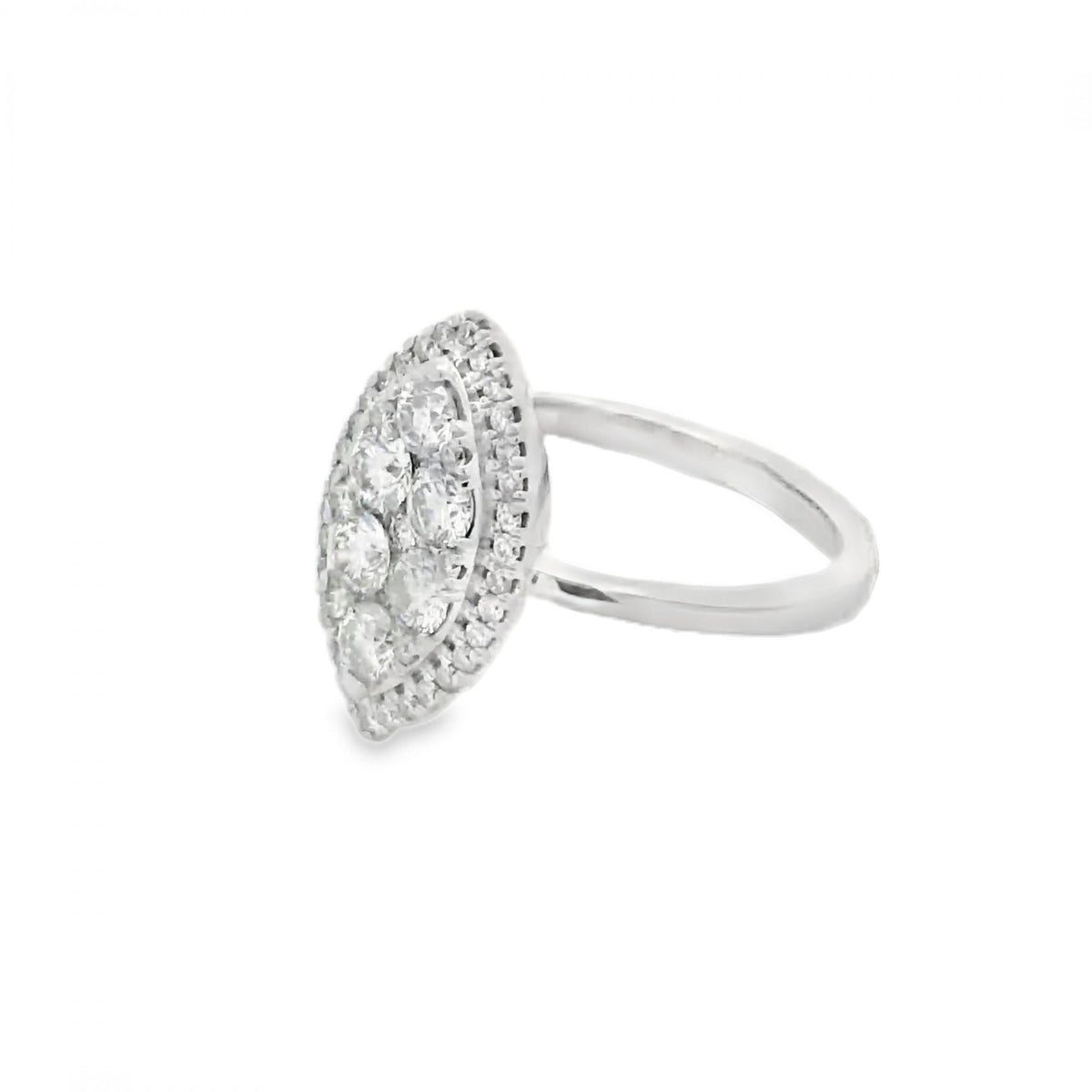 18ct White Gold Diamond Cluster Ring - Size N - 1.00ct
