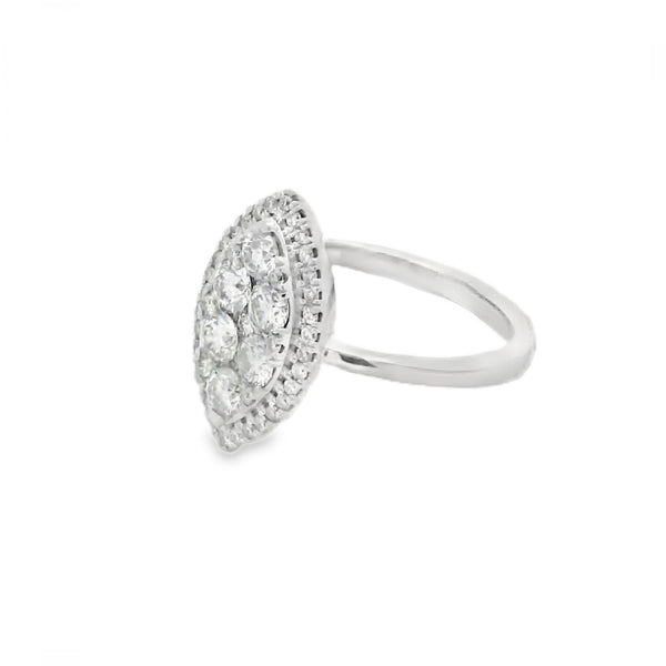 18ct White Gold Diamond Cluster Ring - Size N - 1.00ct