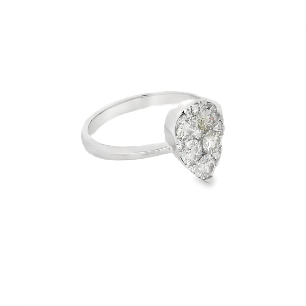 18ct White Gold Diamond Pear Shape Diamond Ring - Size N