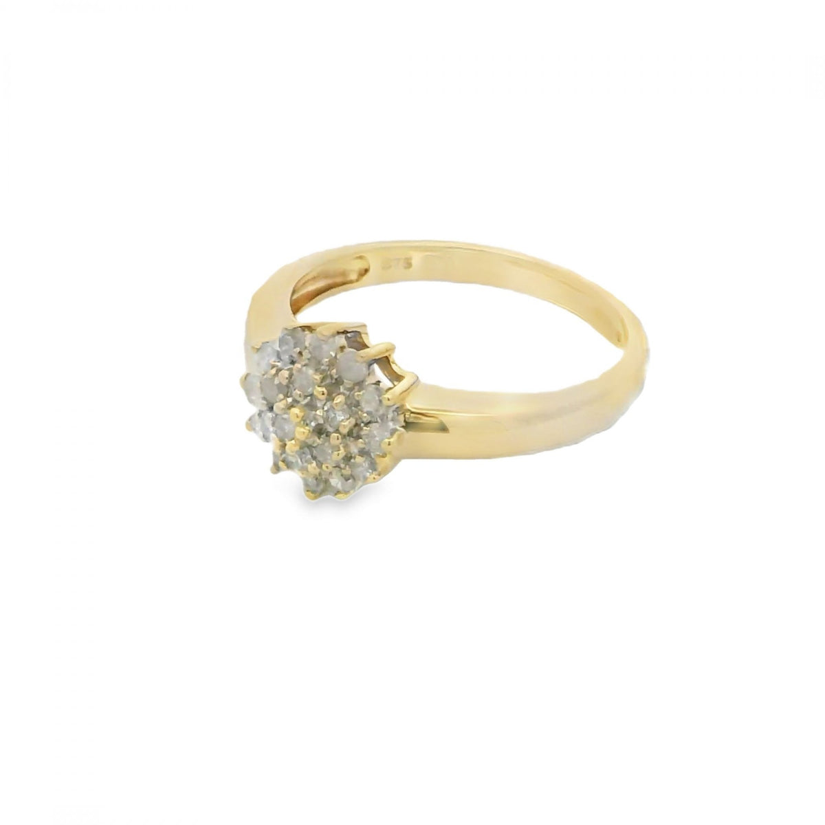Ladies 9ct Yellow Gold Diamond Cluster Ring - 0.25ct
