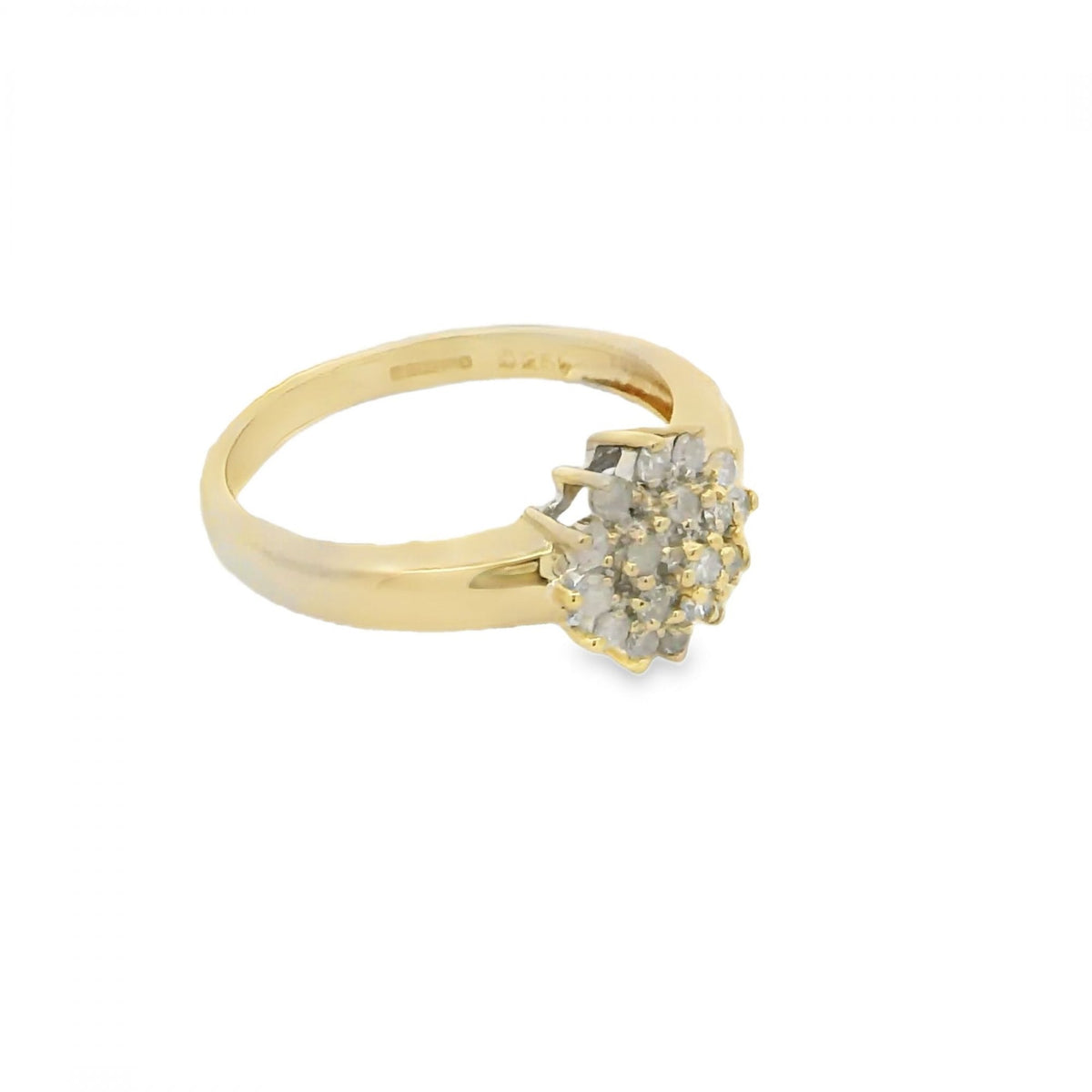 Ladies 9ct Yellow Gold Diamond Cluster Ring - 0.25ct
