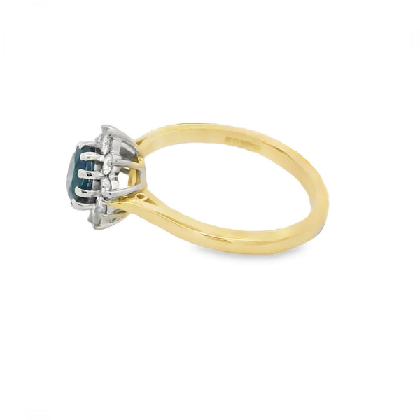 Ladies 18ct Yellow Gold Diamond & Sapphire Cluster Ring - 0.40ct