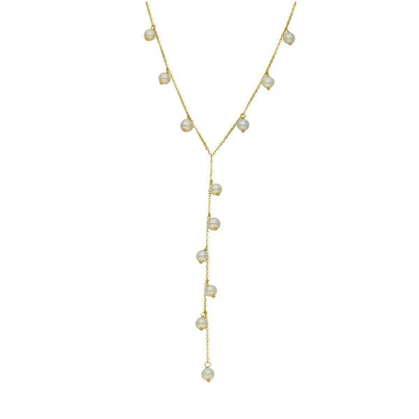 9ct Yellow Gold Cultured Pearl Drop Necklace - 18" - 2.2g