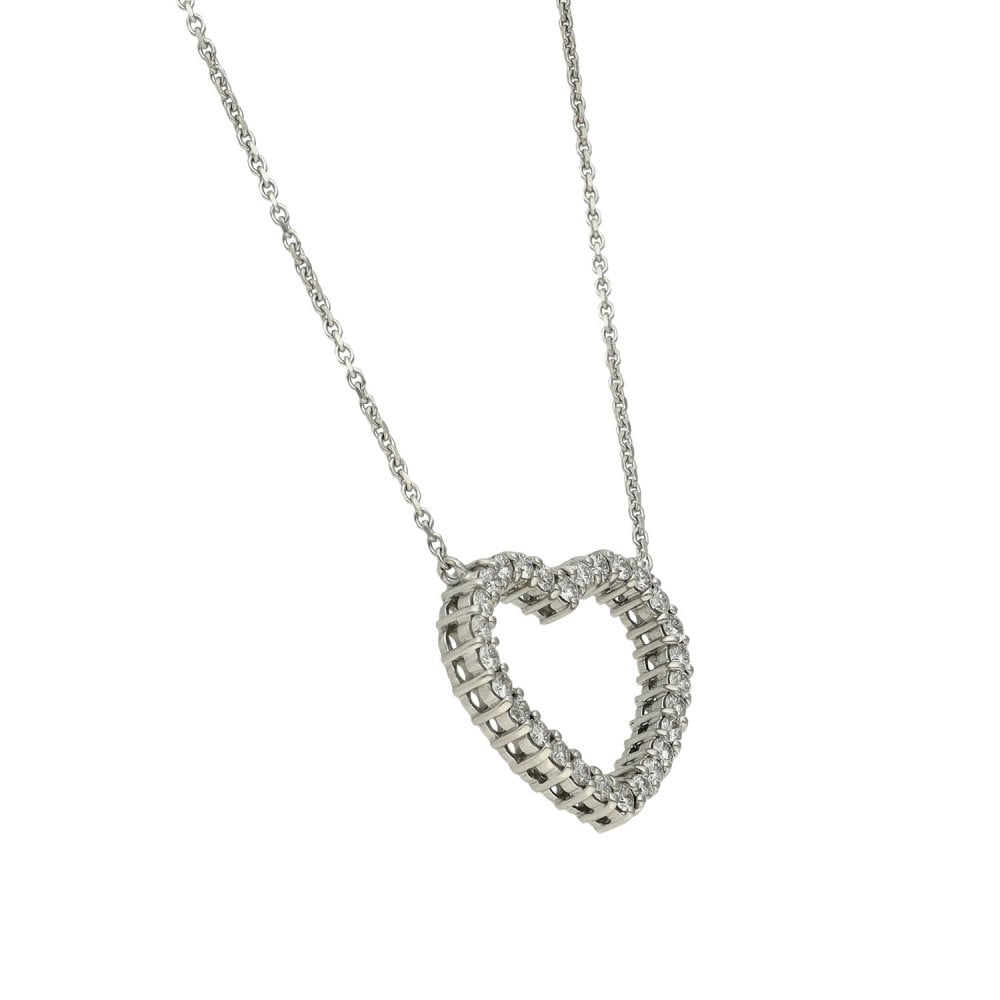 Ladies 18ct White Gold Diamond Set Heart Pendant & 16" Chain