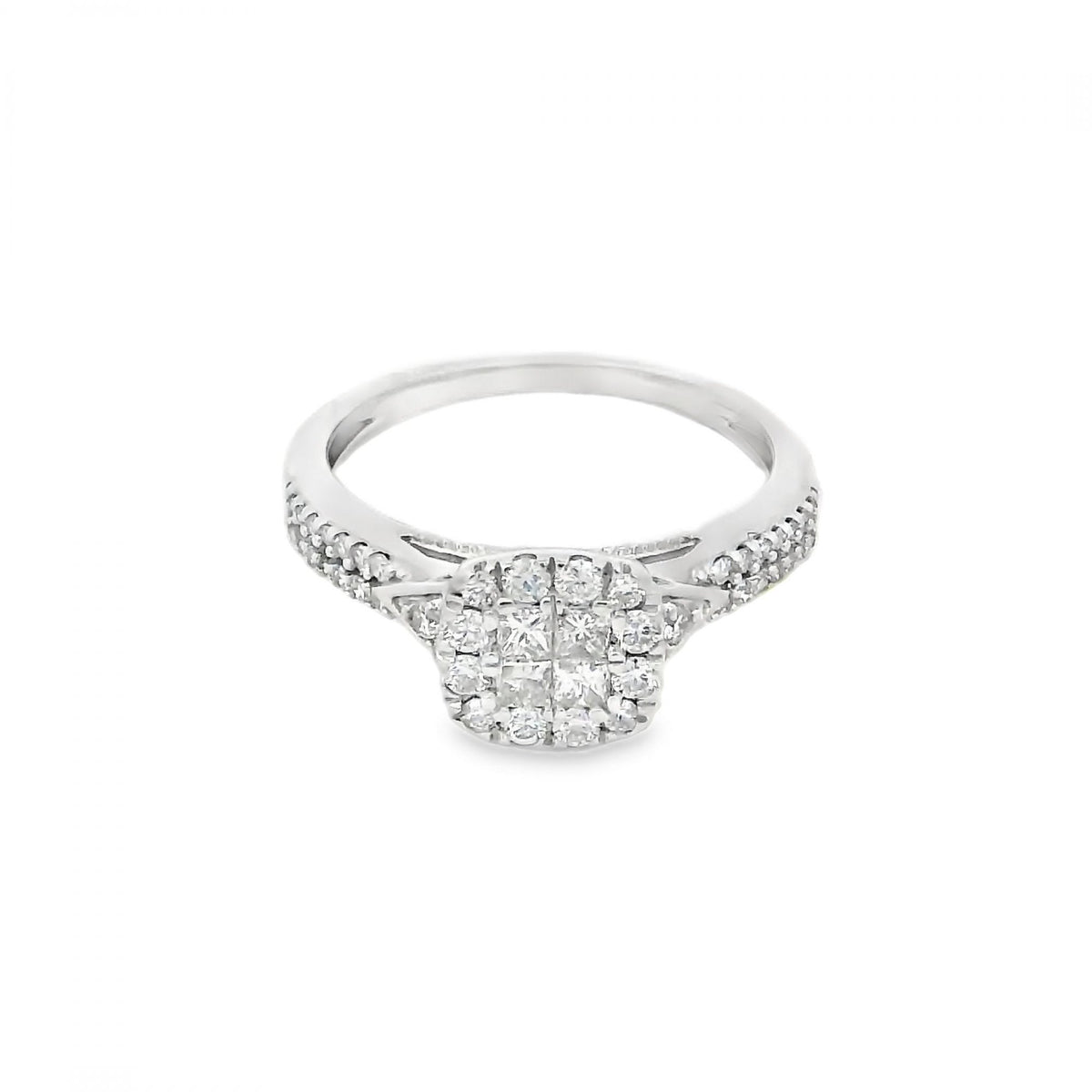 Ladies 9ct White Gold Diamond Cluster Ring - 0.50ct