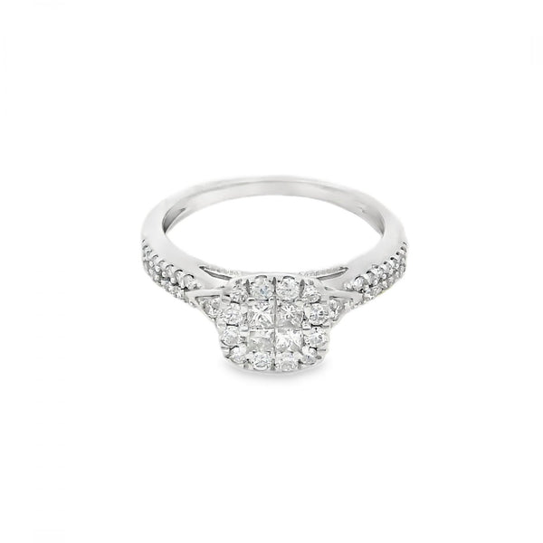 Ladies 9ct White Gold Diamond Cluster Ring - 0.50ct