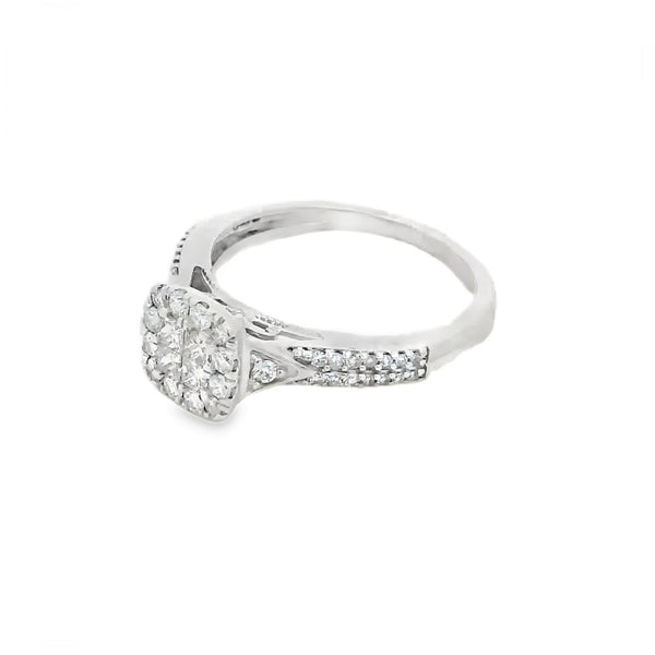 Ladies 9ct White Gold Diamond Cluster Ring - 0.50ct