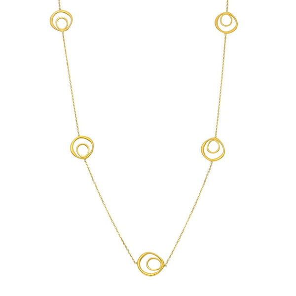 9ct Yellow Gold Double Loop & Trace Necklace - 20/22/24" - 1.7g