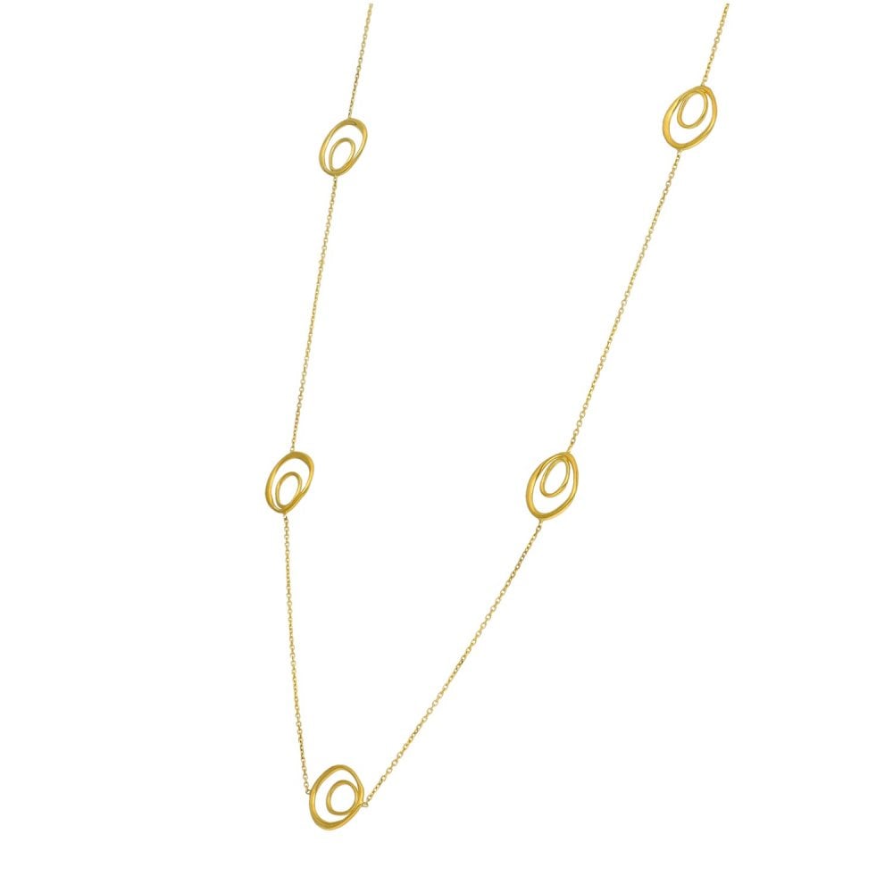 9ct Yellow Gold Double Loop & Trace Necklace - 20/22/24" - 1.7g