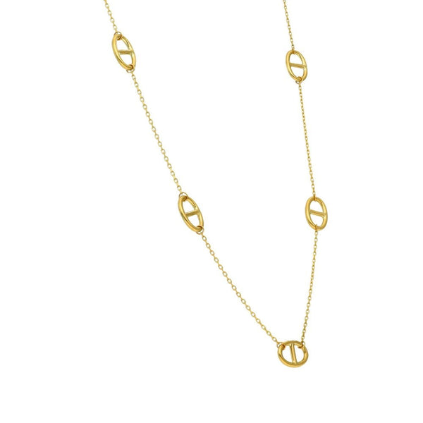 9ct Yellow Gold Marina-Link Trace Necklace - 18" - 2.3g