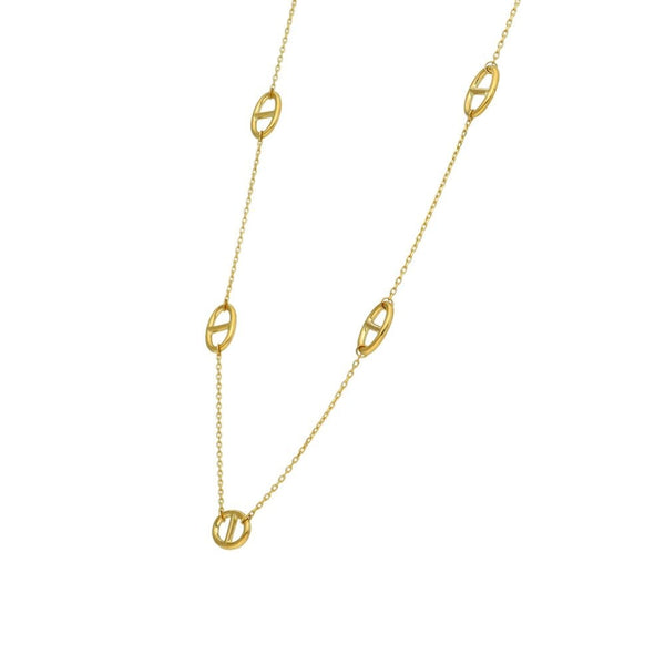 9ct Yellow Gold Marina-Link Trace Necklace - 18" - 2.3g