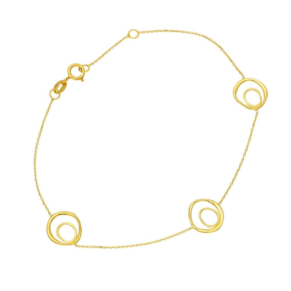 9ct Yellow Gold Double Loop Trace Bracelet - 7.5"