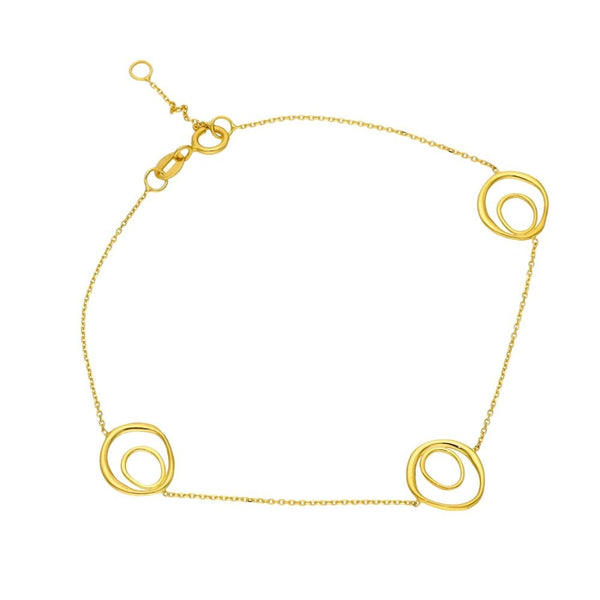 9ct Yellow Gold Double Loop Trace Bracelet - 7.5"
