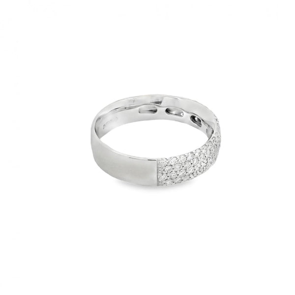 9ct White Gold Diamond Set Pave Band Ring - Size O - 0.66ct