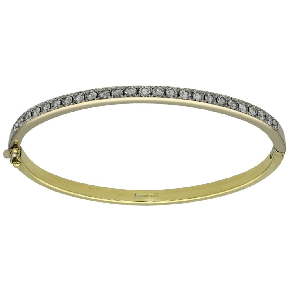 18ct Yellow & White Gold Diamond Set Bangle - 2.50ct