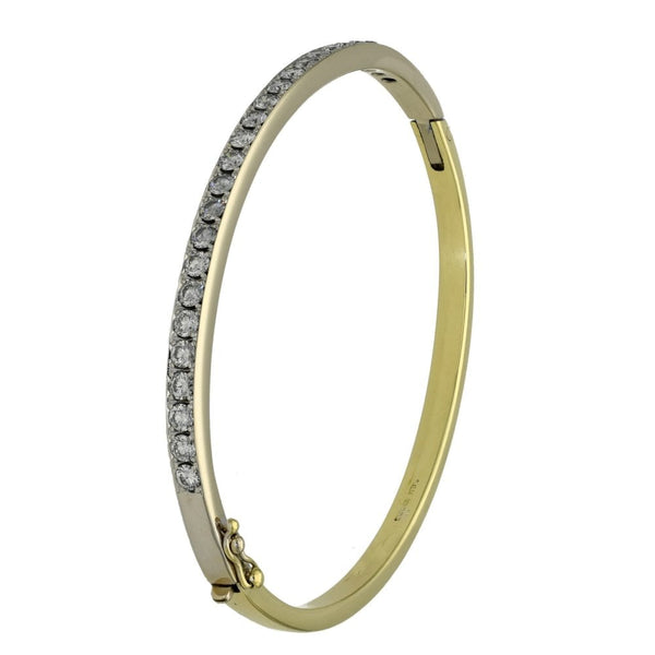 18ct Yellow & White Gold Diamond Set Bangle - 2.50ct