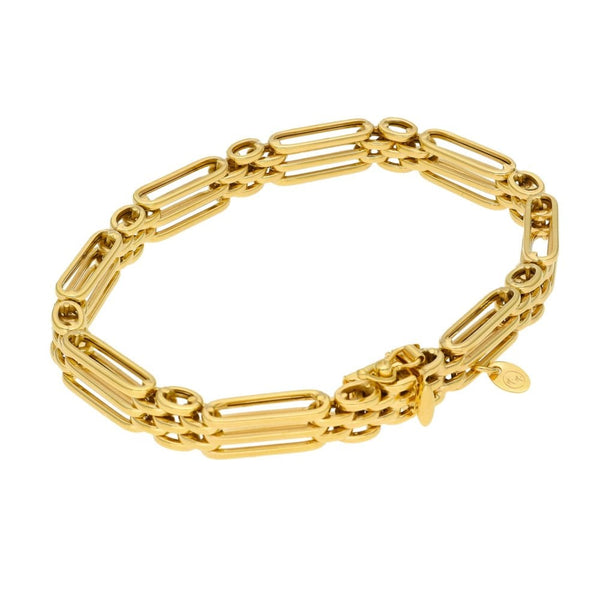 9ct Yellow Gold Three Bar Gate Bracelet - 7"